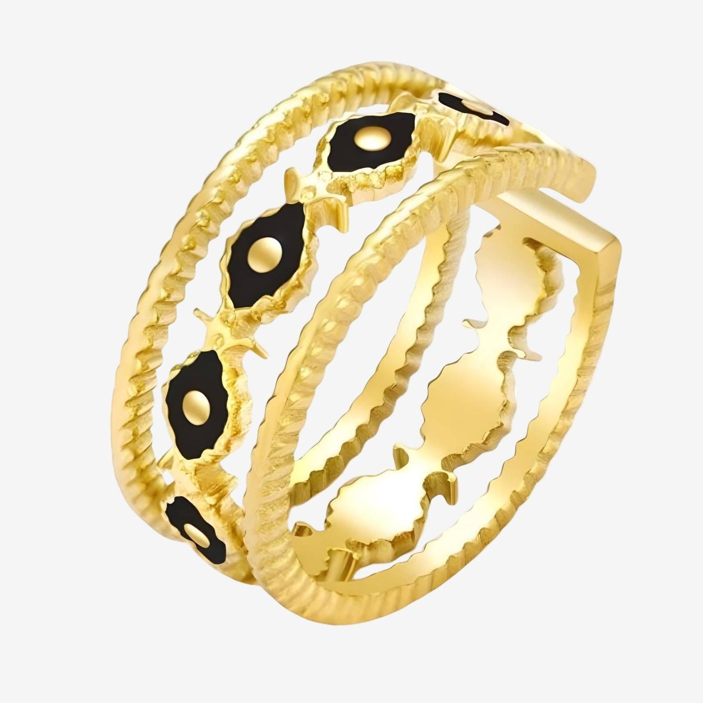 Evil Eyes Ring – 18K Vergoldung