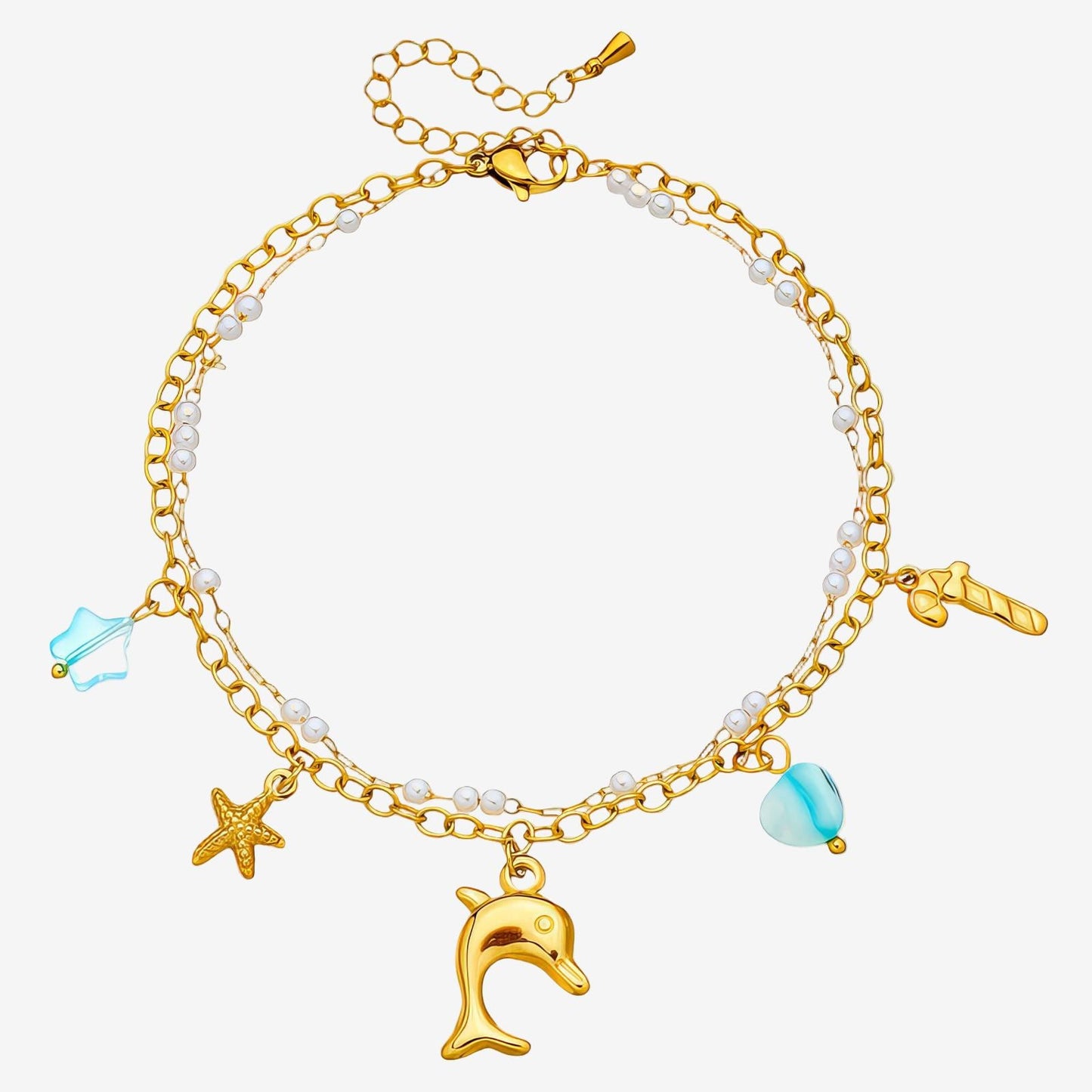 Dolphin Wave Anklet – 18K Vergoldung