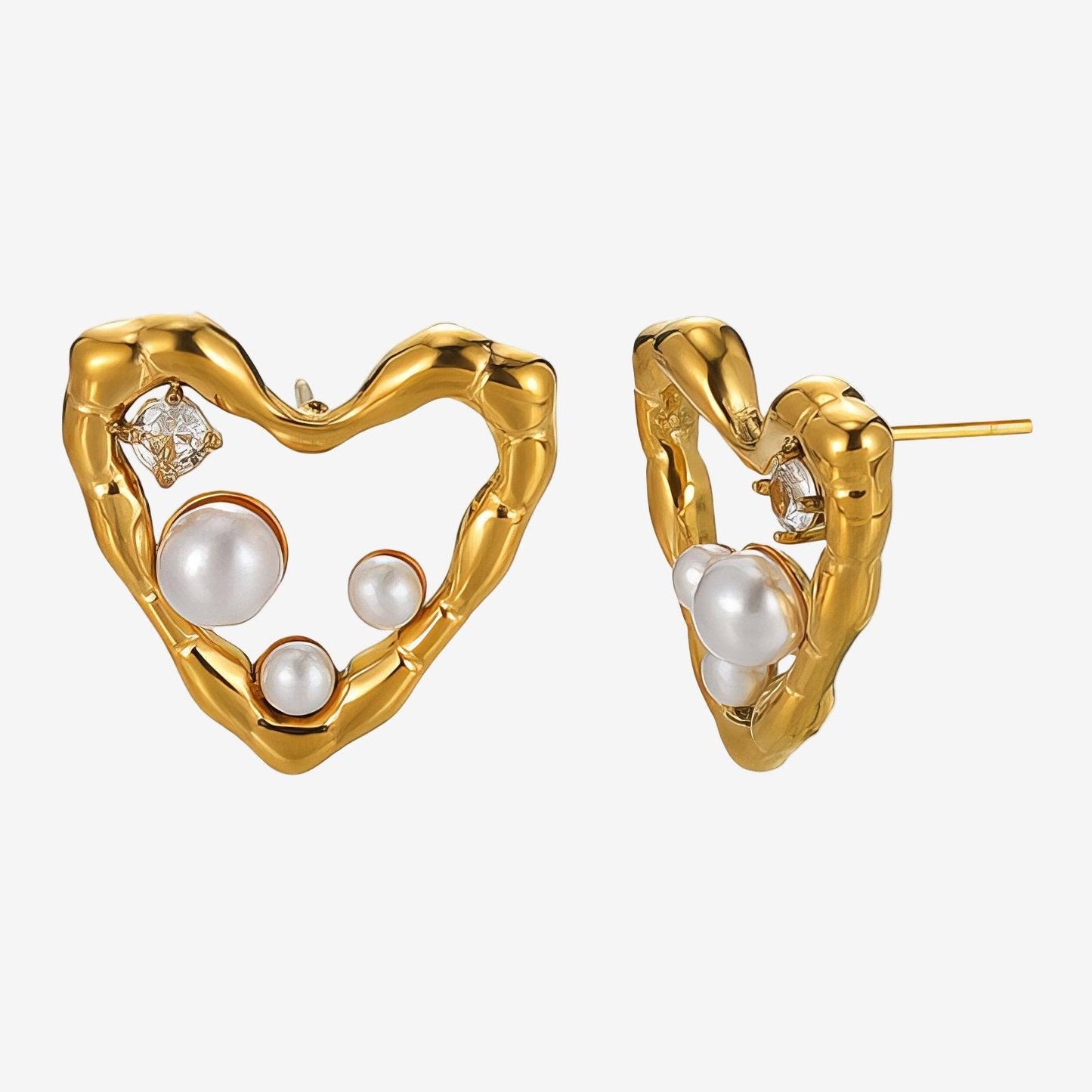 Luxe Hearts Gem Earrings – 18K Vergoldung