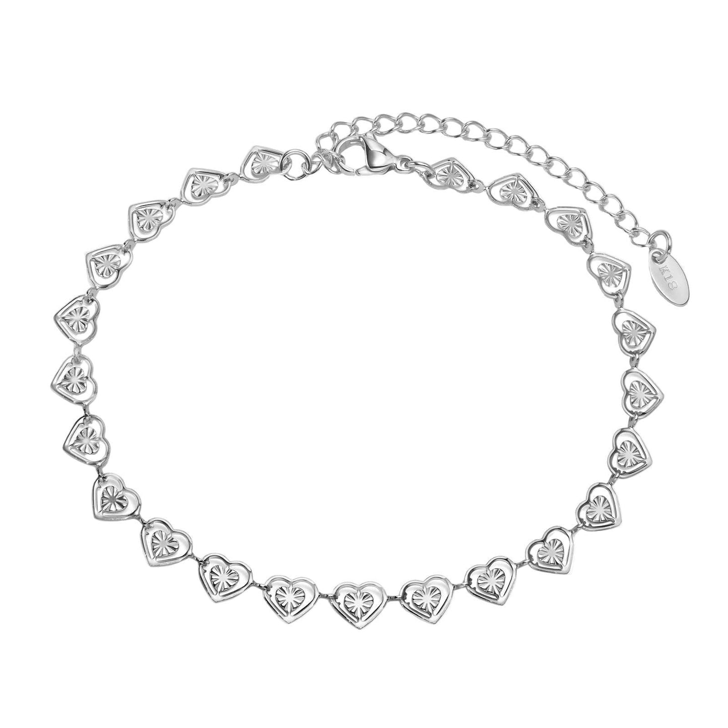 Silver Hearts Link Bracelet – Stainless Steel