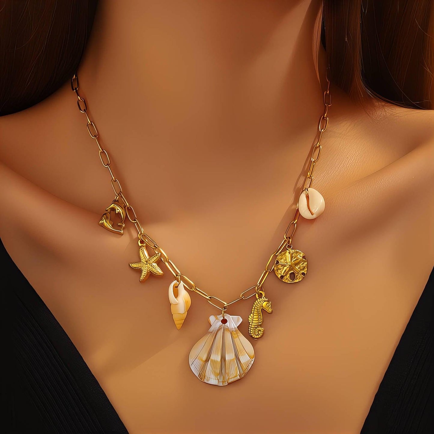 Seashells Wave Necklace – 18K Vergoldung