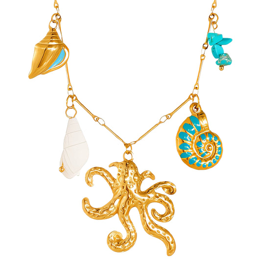 Octopus Sea Treasure Necklace – 18K Vergoldung