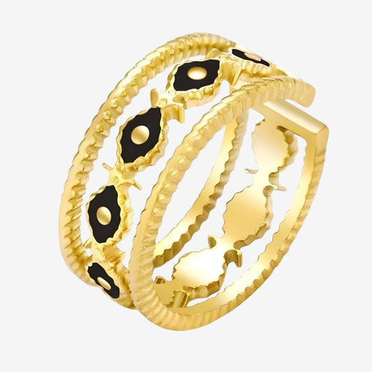 Evil Eyes Ring – 18K Vergoldung