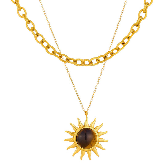 Radiant Sun Charm Necklace – 18K Vergoldung