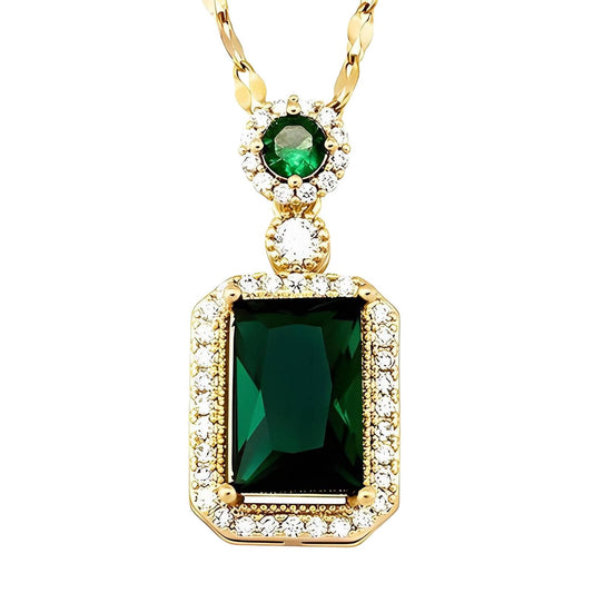 Emerald Charm Necklace – 18K Vergoldung