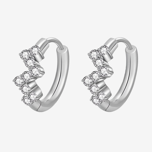 Silver Wave Diamond Earrings – Stainless Steel