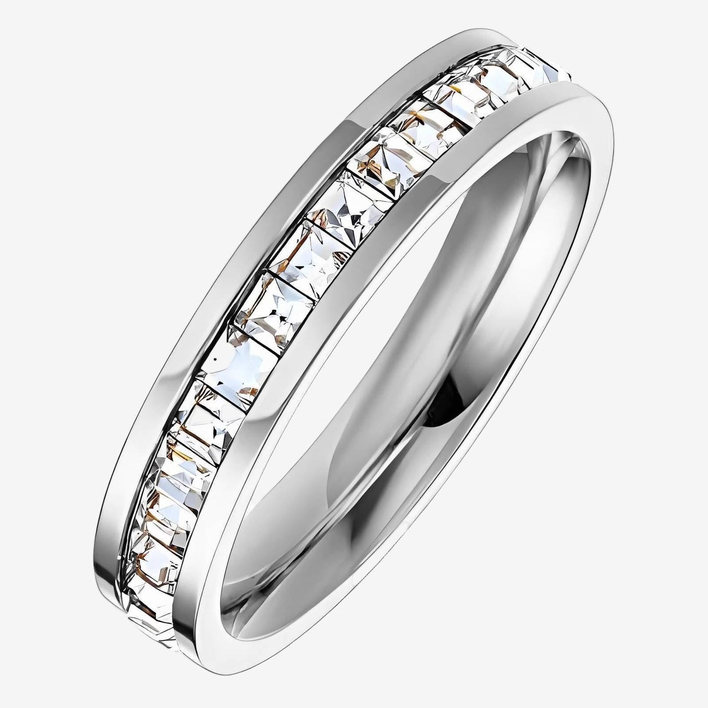 Aquamarine Diamond Ring – Stainless Steel