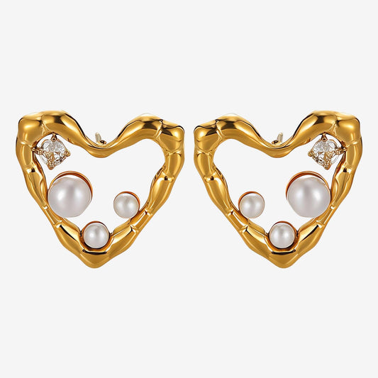 Luxe Hearts Gem Earrings – 18K Vergoldung